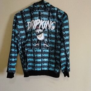 Vibe Kids' Black and Blue Graphic Hoodie
